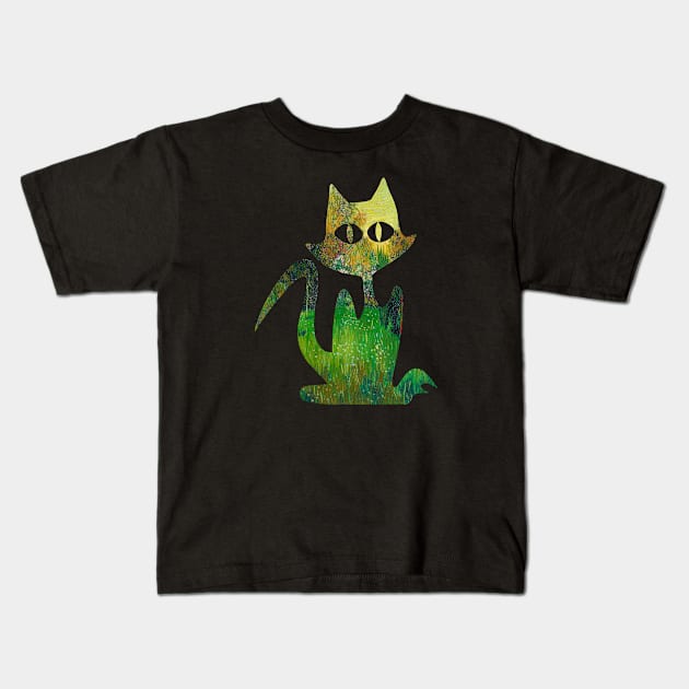 Cat Van Gogh Poet's Garden Kids T-Shirt by pixelatedidea